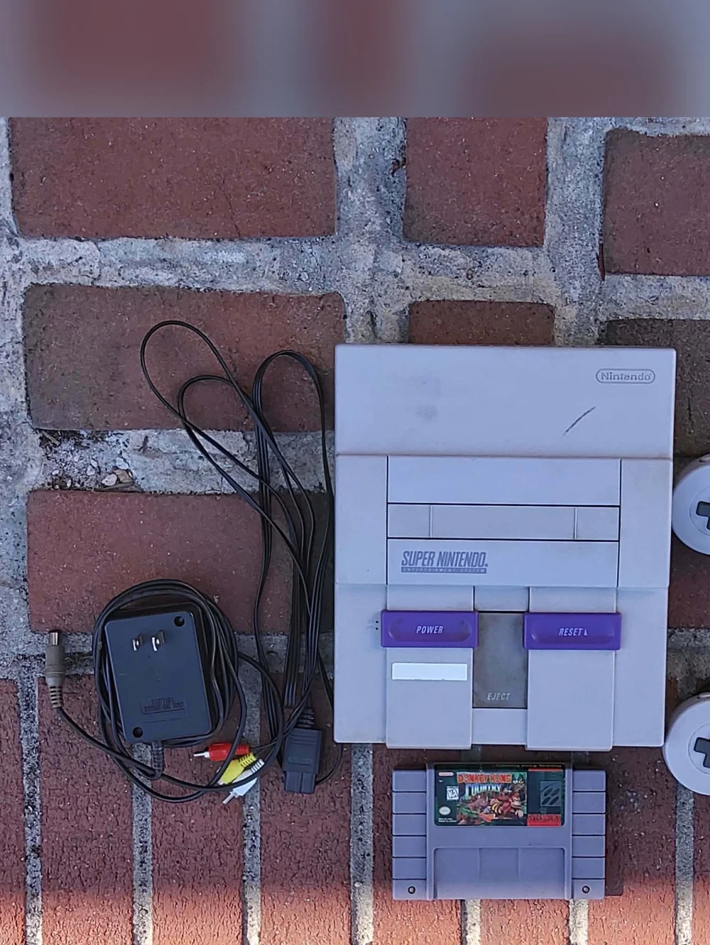 Super Nintendo Snes Console & Donkey Kong Country w/ RC AV Cord TESTED & WORKS